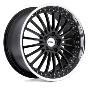 TSW SILVERSTONE 5X112 17X8 +32 GLOSS BLACK W/ MIRROR CUT LIP
