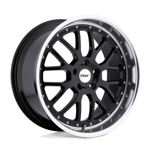 TSW VALENCIA 5X100 19X8 +32 GLOSS BLACK W/ MIRROR CUT LIP