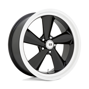 US Mag 1PC U136 TS 5X120.65 22X10.5 +0 GLOSS BLACK WITH DIAMOND CUT LIP