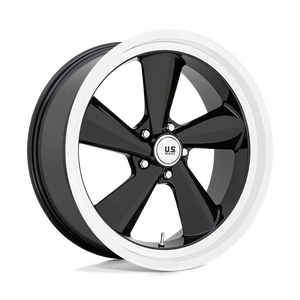 US Mag 1PC U136 TS 5X127 22X10.5 +0 GLOSS BLACK WITH DIAMOND CUT LIP
