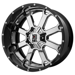 XD XD202 BUCK 25 5X127/5X139.7 22X12 -44 CHROME CENTER GLOSS BLACK MILLED LIP