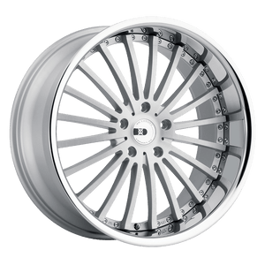 XO NEW YORK 5X120 22X10.5 +30 MATTE SILVER W/ BRUSHED FACE & STAINLESS STEEL LIP