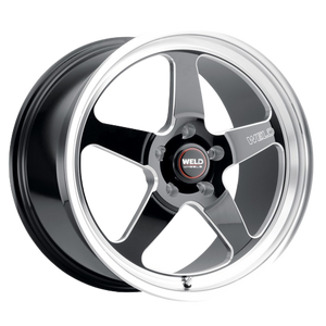 WELD Performance Ventura 5x120.65 18x9.5 +29 Gloss Black/Milled Diamond Cut Lip
