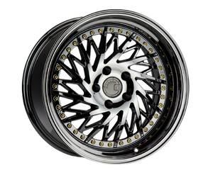 Aodhan DS03 5x114.3 18x9.5 +15 Black Vacuum w/ Gold Rivets