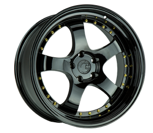 Aodhan AH03 5x114.3 18x9.5+30 Gloss Black W /Gold Rivets