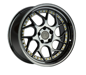 Aodhan DS01 5x100 18x9.5+35 Black Vacuum W/ Gold Rivets