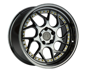 Aodhan DS01 5x114.3 19x9.5+15 Black Vacuum W/ Gold Rivets