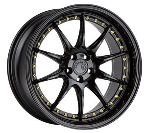 Aodhan DS07 5x114.3 19x11+15 Gloss Black W /Gold Rivets