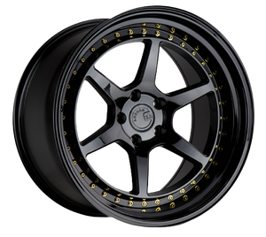 Aodhan DS09 5x114.3 18x8.5+35 Gloss Black W /Gold Rivets