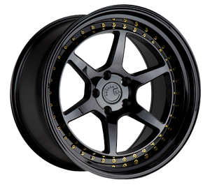 Aodhan DS09 5x114.3 19x11+15 Gloss Black W /Gold Rivets