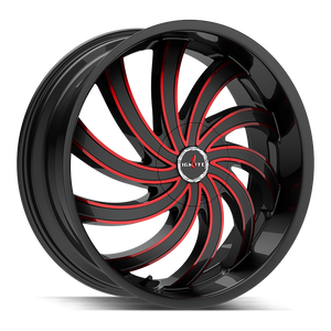 Ignite Flame 5x108/5x114.3 20x8.5 +35 Gloss Black Candy Red Milled
