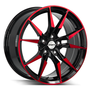 Shift Blade 5x100 17x7.5 +35 Gloss Black Candy Red Machine