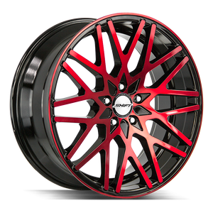 Shift Formula 5x114.3/5x120 18x8 +35 Gloss Black Candy Red Machine