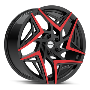 Shift Valve 5x114.3 20x8.5 +35 Gloss Black Machined Red Tips