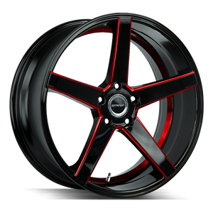 Strada Perfetto 5x100 18x8 +40 Gloss Black Candy Red Milled
