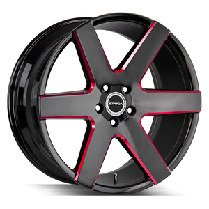 Strada Coda 6x139.7 22x9.5 +24 Gloss Black Candy Red Milled