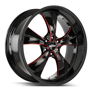 Strada Street Classics Old Skool 6x139.7 24x10 +24 Gloss Black Candy Red Milled