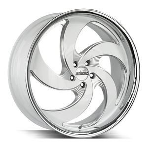 Strada Street Classics Retro 5 5x115 22x9 +15 Gloss White Milled SS Lip