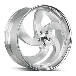 Strada Street Classics Retro 5 5x127 22x10 +20 Brushed Face Silver Milled SS Lip