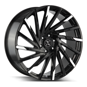 Xcess X02 5x114.3 20x8.5 +35 Gloss Black Machined Tips
