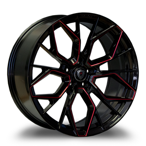 MARQUEE WHEELS M1004 5x114.3 20x9+33 GLOSS BLACK / RED MILLED