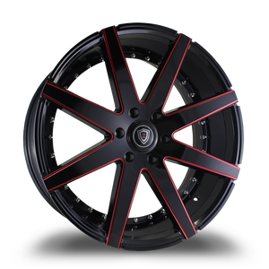 MARQUEE WHEELS M3226B 6x139.7 22x9.5+25 BLACK / RED MILLING