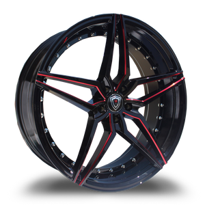 MARQUEE WHEELS M3259 5x112 19x9.5+38 BLACK / RED MILLING