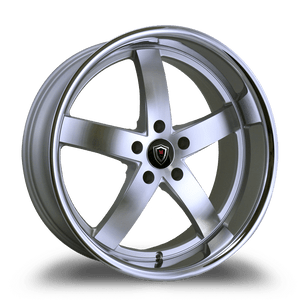 MARQUEE WHEELS M5330B 5x115 22x10.5+20 SILVER /MACHINED/STAINLESS LIP