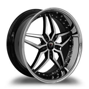 MARQUEE WHEELS M5331 5x114.3 22x9+32 BLACK / MACHINED/STAINLESS LIP