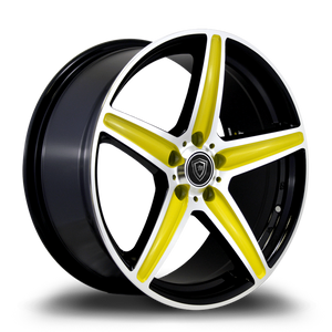 WHITE DIAMOND W253 4x100 18x8+40 YELLOW FACE / BLACK