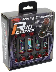 Kyo-Ei RACING COMPOSITE R40 ICONIX LOCK & NUT SET / NO CAP 14X1.25 BLACK 16 + 4 PCS