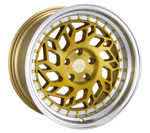 F1R R32 5x114.3 18x8.5 +33 Brushed Gold/Polish Lip