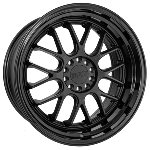F1R F21 5x112/5x114.3 19x8.5 +33 Satin Black/Gloss Black Lip