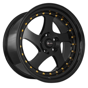 Vors VR2 5x115 18x9  +35 All Black Gold Rivet