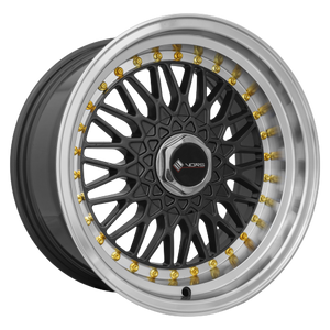 Vors VR3 4x98 15x8  +20 Gun Metal Machine Lip Gold Rivet