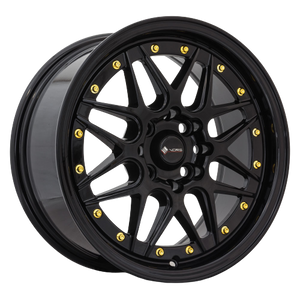 Vors VR7 4x108 16x8  +20 All Black Gold Rivet