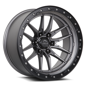 LOCK OFFROAD KRAWLER 5x127 17x9 -12 Matte Grey W Matte Black Ring