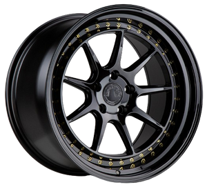 Aodhan DS-X 5x114.3 18x8.5 +35 Gloss Black W /Gold Rivets