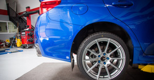 Enkei TS10 18x9.5 Vanquish White wheels on a 2019 Subaru WRX