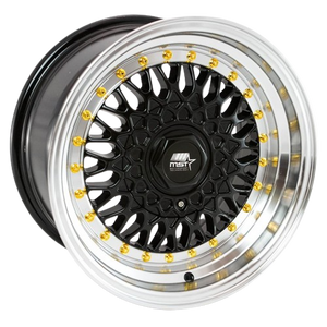 MST Wheels MT13 5x100/5x114.3 17x8.5 +30 Black w/Machined Lip Gold Rivets