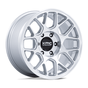 KMC KM730 HATCHET 5X127 17X8.5 -10 GLOSS SILVER W/ MACHINED FACE