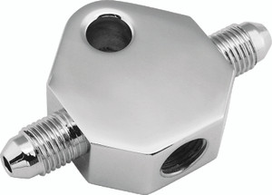 Bikers Choice Chrome Brake Tee 1/8 NPT Center Hole Male AN-3 Side Holes - 498410 Photo - Primary