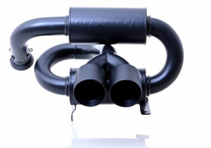 Gibson 2024 Cam-Am Maverick R 4in. T304 Stainless Round Dual Wall Slash-Cut Tip - Black Ceramic - 98057 User 1