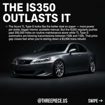 Lexus IS350 vs Acura TL Type-S: Why the IS Wins Long-Term