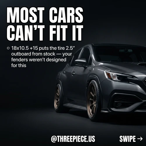 18x10.5 +15 Offset: Why Most Cars Need Fender Work (3 Exceptions)