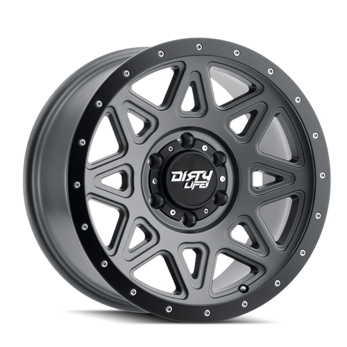 Dirty Life Theory 9305 8x165.1 17x9-12 Matte Gunmetal W/Matte Black Lip