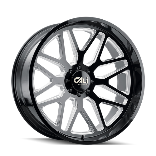 Cali Off-Road Invader 9115 6x139.7 20x12-51 Gloss Black/Milled Spokes