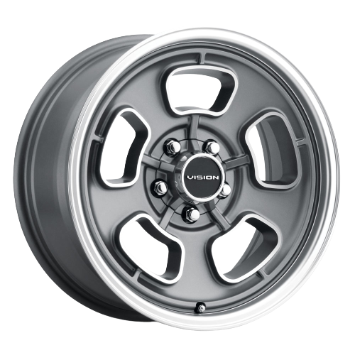 Vision American-Muscle 148 Shift 5x120.65 15x7-7 Satin Grey Machined Face/Lip