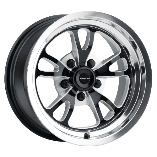 Vision American-Muscle 149 Patriot 5x120.65 15x10-25  Gloss Black Milled Spoke Polished Lip