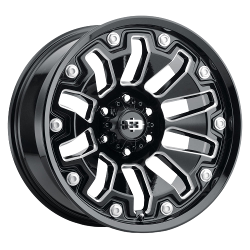 Vision Off-Road 362 Armor 6x135 20x10-25 Gloss Black Milled Spoke with Black Bolt Inserts